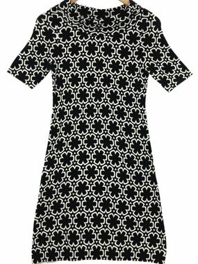 Ann Taylor Black and White Floral Geometric Dress